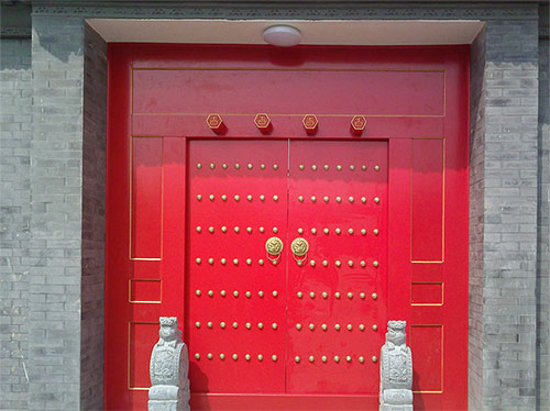 芗城中国传统四合院系列朱红色中式木制大门木作
